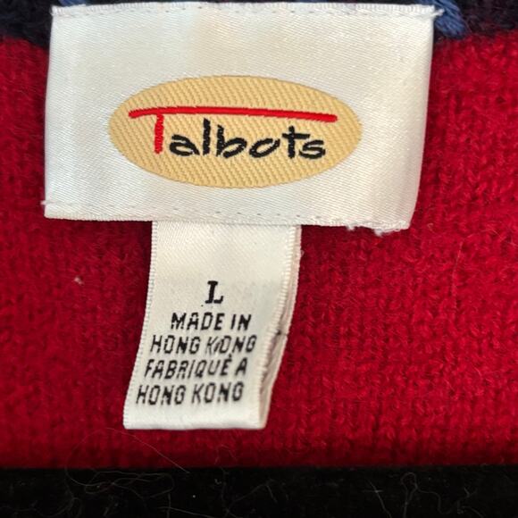 Talbots Vintage Wool Knit Christmas Tree Sweater Vest Red Women’s Holidays Large - Picture 5 of 9
